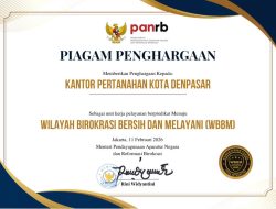 Bukti Pelayanan Publik yang Bersih dan Akuntabel, Kantah Kota Denpasar Raih Predikat WBBM