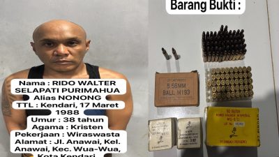 Polresta Kendari Kembangkan Kasus Senpi Rakitan, Seorang Pelaku dan Puluhan Amunisi Diamankan