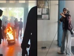 Protes Dugaan Kekerasan, Aksi HIPMAKO-Konut Diwarnai Bakar Ban di Rektorat UIN Kendari